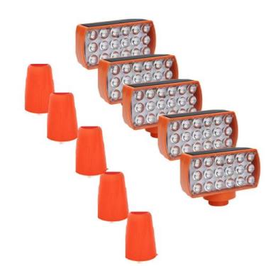 Imagem de Sinalizador Solar Viario Kit 5 Duas Cores Seguranca Noturna Obra Estra