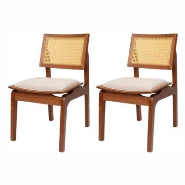 Imagem de Kit 2 Cadeiras de Jantar Madeira Maciça Tauari e Rattan Natural Assent