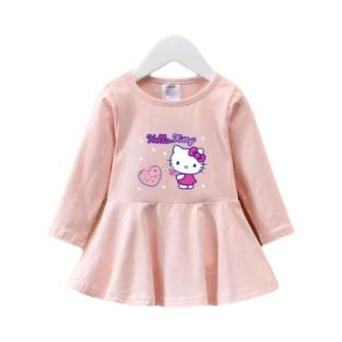 Imagem de Vestido De Manga Longa Para Meninas Com Estampa Da Hello Kitty, Roupa 