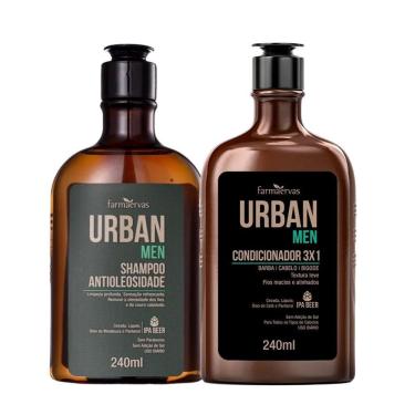 Imagem de Kit Shampoo Antioleosidade E Condicionador 3×1 Masculino Ipa Beer Urban Men Farmaervas