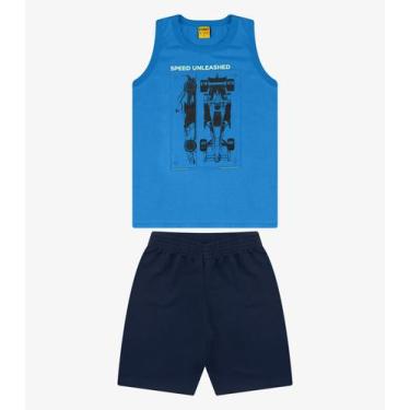 Imagem de Conjunto Regata com Bermuda Menino Rovi Kids Azul, 16, Azul