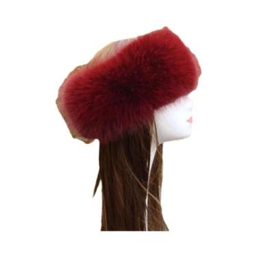 Imagem de Faixa De Cabelo Feminina De Inverno Quente Com Pelúcia Sintética, Ajus