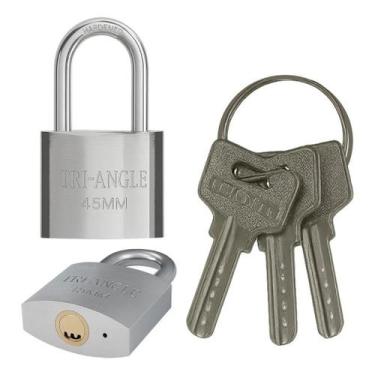 Imagem de Cadeado Trava de Segurança com 03 Chaves Atômicas Anti-Cópia 45mm TRIA