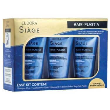 Imagem de Kit Shampoo Condicionador e Máscara Eudora Siàge Hair-Plastia 50ml-Feminino