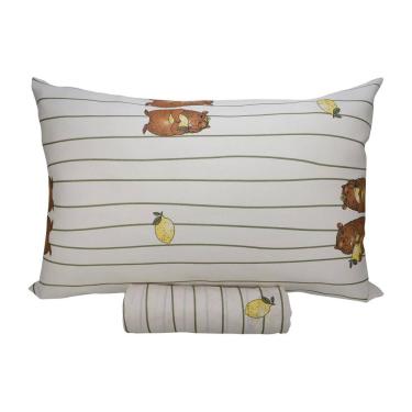 Imagem de Jogo de Lençol Solteiro KazzaVip Malha Misto 70% Algodão e 30% Poliéster Estampado com Elástico 2 Peças Capivara Bege