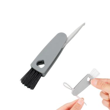 Imagem de Escova De Limpeza Multiuso Para Teclado Cantos Frisos Notebooks 3 Em 1 Cinza