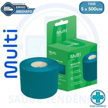 Imagem de Bandagem Elastica Adesiva 5m x 5cm Azul Multilaser Fisioterapia e Espo