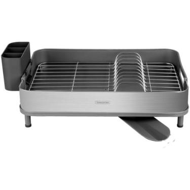 Imagem de Escorredor de Louça Tramontina Inox Plurale 10 Pratos Com Porta Talher