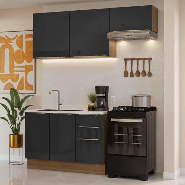 Imagem de Armário De Cozinha Compacta 180 Cm Rustic/preto Lux Madesa 02 Rustic/preto