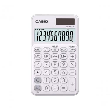 Imagem de Calculadora de Bolso Casio SL-310UC-WE com 10 Dígitos, Cálculo de Horas, Teclado com Memória e Alimentação Solar e Pilha