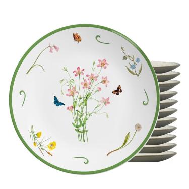 Imagem de Jogo 12 Pratos Raso Coup Jardim Campestre Cerâmica Alleanza 29cm