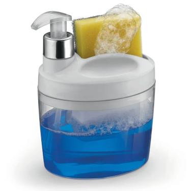 Imagem de Dispenser para Detergente e Bucha 1174 para Pia com Bico Dosador para Cozinha Branco Arthi