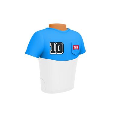 Imagem de Apontador Duplo com Depósito e Borracha Tris Player para Lápis Comuns e Grossos 1 Unidade Azul e Branco