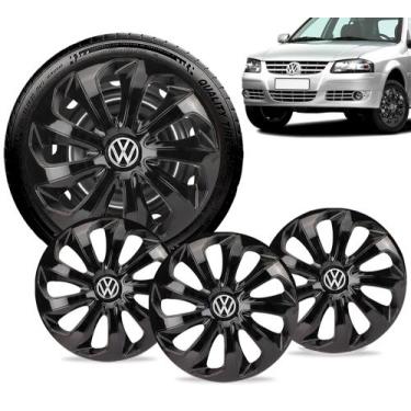 Imagem de Jogo 4 Calota Velox Aro 14 Black Vw Gol Fox Voyage Polo Up - Elitte