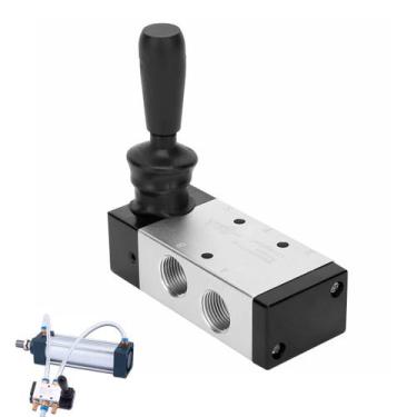 Imagem de Válvula Pneumática Manual 4/2 Vias 1/4" Cilindro Dupla Ação Comando - 