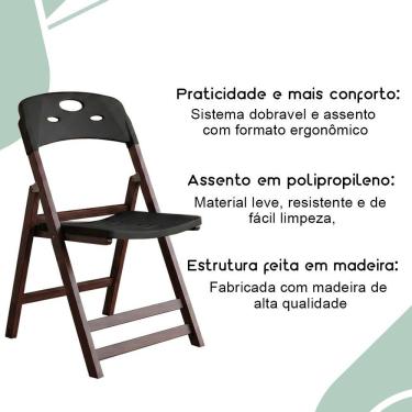 Imagem de Cadeira Dobrável Elegance Imbuia em Madeira Assento em Polipropileno para Varanda e Áre...