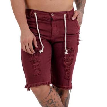 Imagem de Bermuda Jeans Masculina Estilo Detonado 100% Algodão Moderna e Confort