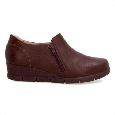Imagem de Sapato Abotinado Usaflex Feminino Couro com Zíper Casual UD26003-Feminino