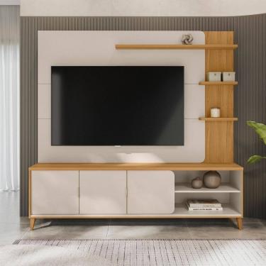 Imagem de Estante Home para TV ate 70 Polegadas 3 Portas com Pes de Madeira Napoli Linea Brasil
