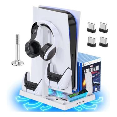 Imagem de Suporte Cooler Para Compatível Ps5 Com Suporte Para Fone De Ouvido - O