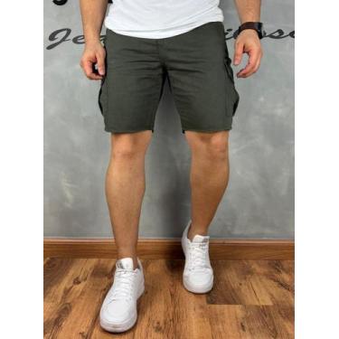 Imagem de Bermuda Masculina Jeans Bolso Cargo Com Algodão - JST Jeans, Verde mil