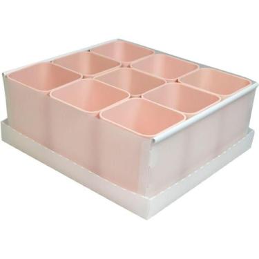 Imagem de Caixa Organizadora Com 9 Porta Objetos Rosa Claro Dello - bello