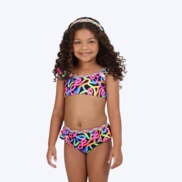 Imagem de Biquíni Preto com Colorido Infantil Feminino Siri Moda Praia 40178, Co
