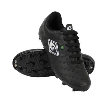 Imagem de Chuteira masculina couro trava society carreiro omega milan, Preto, 38