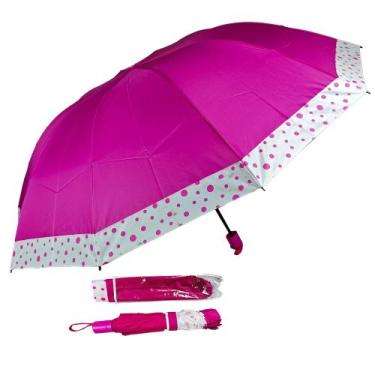 Imagem de Guarda Chuva Bolinha Contra Vento Cabe Na Bolsa Grande Resistente Dobr