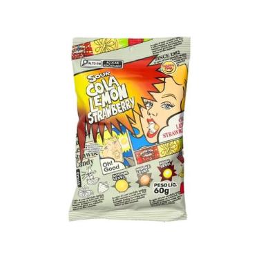 Imagem de Bala Super Azeda Sour Lemon Strawberry Cola Happy Time 60g