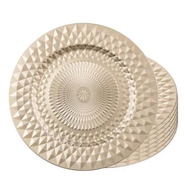 Imagem de Jogo 8 Sousplat Redondo de Plástico para Mesa Dourado Wolff Roman 33cm
