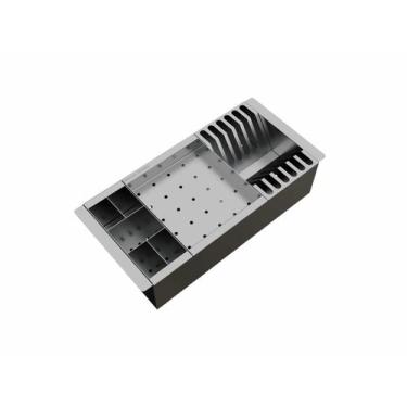 Imagem de Cesto Escorredor Inox 3 Módulos Para Cuba Calha Úmida 42cm