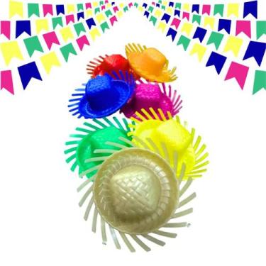 Imagem de Mini Chapéu de Plástico Festa Junina Decoração Doces Escolar Kit Com 1