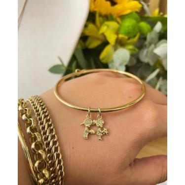 Imagem de Bracelete com Pingente Menino / Menina Ouro 10k - Laura Pauletto Jóias