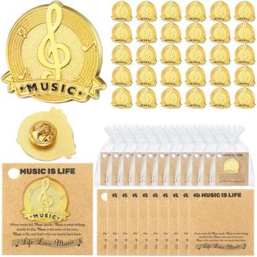 Imagem de Liliaafar 30 peças de broches de lapela com nota musical dourados, 2,5
