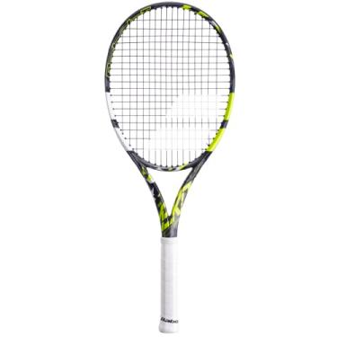 Imagem de Babolat Raquete de tênis Pure Aero Team – Amarrada com 16 g White Babolat Syn Gut na tensão média (aderência de 11,5 cm)