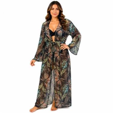 Imagem de Saída De Praia/ Kimono LongoTule Com Transparência Verão - Corpo Doura