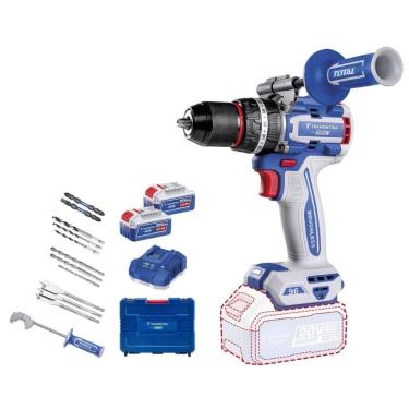 Imagem de Parafusadeira Furadeira de Impacto Tramontina Profissional 42301207 2 Baterias 20V 4,0Ah Carregador Maleta 550W Azul