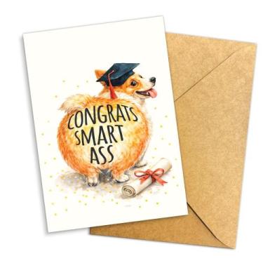 Imagem de Cartão de Felicitações Podagree 13x20cm Corgi Engraçado de Formatura