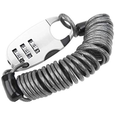Imagem de Bloqueio de senha antifurto, bloqueio de cabo de capacete de bicicleta fácil de transportar para bicicleta(Branco)