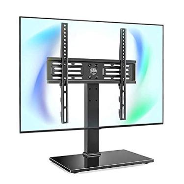 Imagem de FITUEYES Suporte universal de TV de mesa para TVS de 68.6-139.7 cm Altura ajustável Suporte de TV, base de vidro, preto