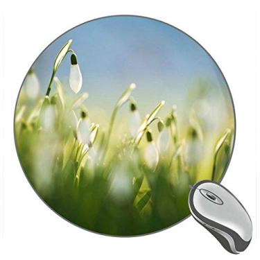 Imagem de Mouse pad de borracha para jogos Snowdrops White Flowers Grass Spring Macro Blur