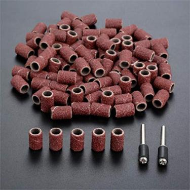 Imagem de 100 pcs 1/4 6.35mm banda de lixamento de tambor unha broca 2 pcs band mandrel 1/8 e 3mm haste para ferramenta rotativa YYDFPIIA (Grit : 80)