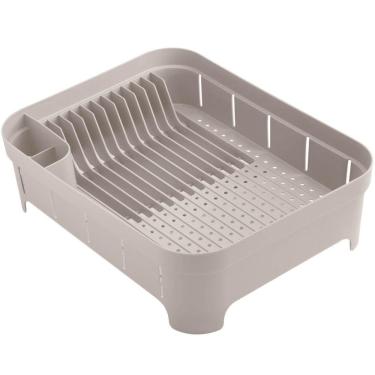 Imagem de Escorredor De Louça Pratos Plástico Porta Talheres Bancada Bege