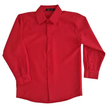 Imagem de Camisa Social Infantil Botão Manga Longa Vermelha Masculina