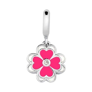 Imagem de Pingente Prata Link Trevo Rosa Pendente 11x21.5mm