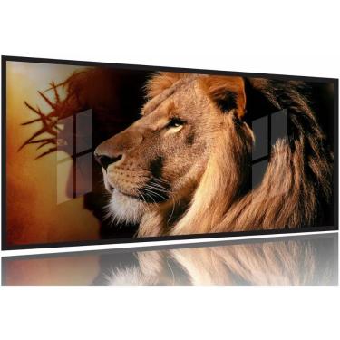 Imagem de Quadros Decorativos Religioso Leão judá Quarto Sala 130x60 Moldura Preta 2x2