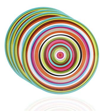 Imagem de French Bull Pratos – Conjunto de 4 peças – Conjunto de pratos de jantar de melamina de 28 cm – louça de melamina para ambientes internos e externos – Anel