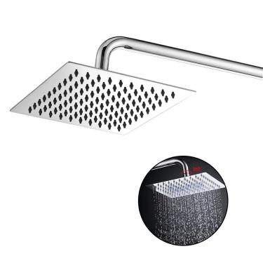 Imagem de Chuveiro Inox Cromado 20x20 Ducha Slim Banheiro Area Externa Banho Piscina