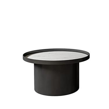 Imagem de Mesa lateral mesa de canto mesa pequena mesa lateral moderna minimalista sala de estar mesa de centro redonda pequeno apartamento mesa de chá mesa de centro (cor: preto A)